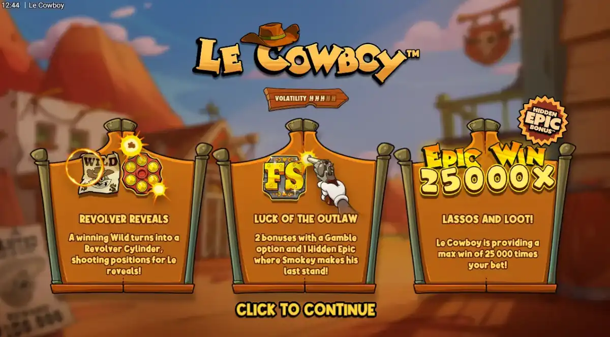 lecowboy demo slot preview screen